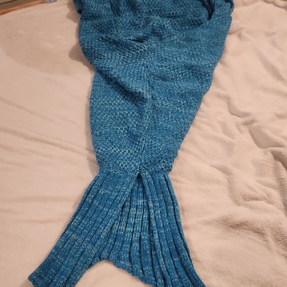 Blue Mermaid Tail Blanket for Dreamers of All Kinds, Especially the Chilly Ones - Picture 4 of 4